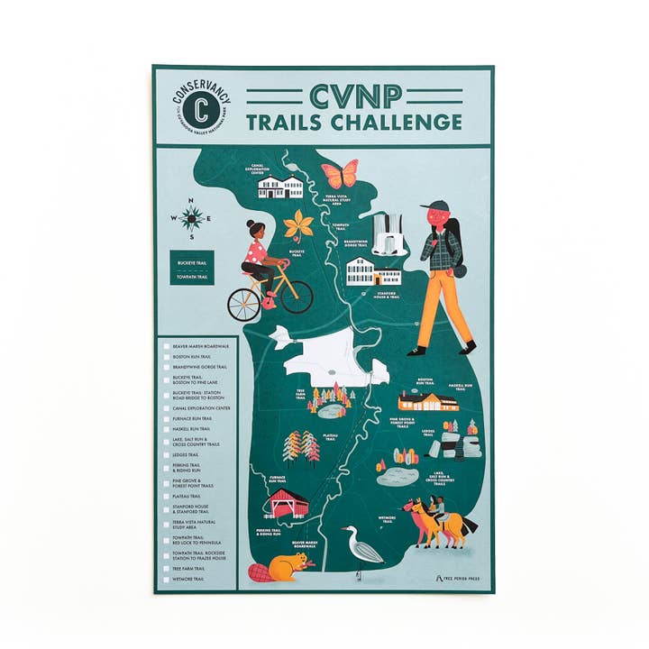 Cuyahoga Valley National Park Challenge Map for wholesale by Free Period Press