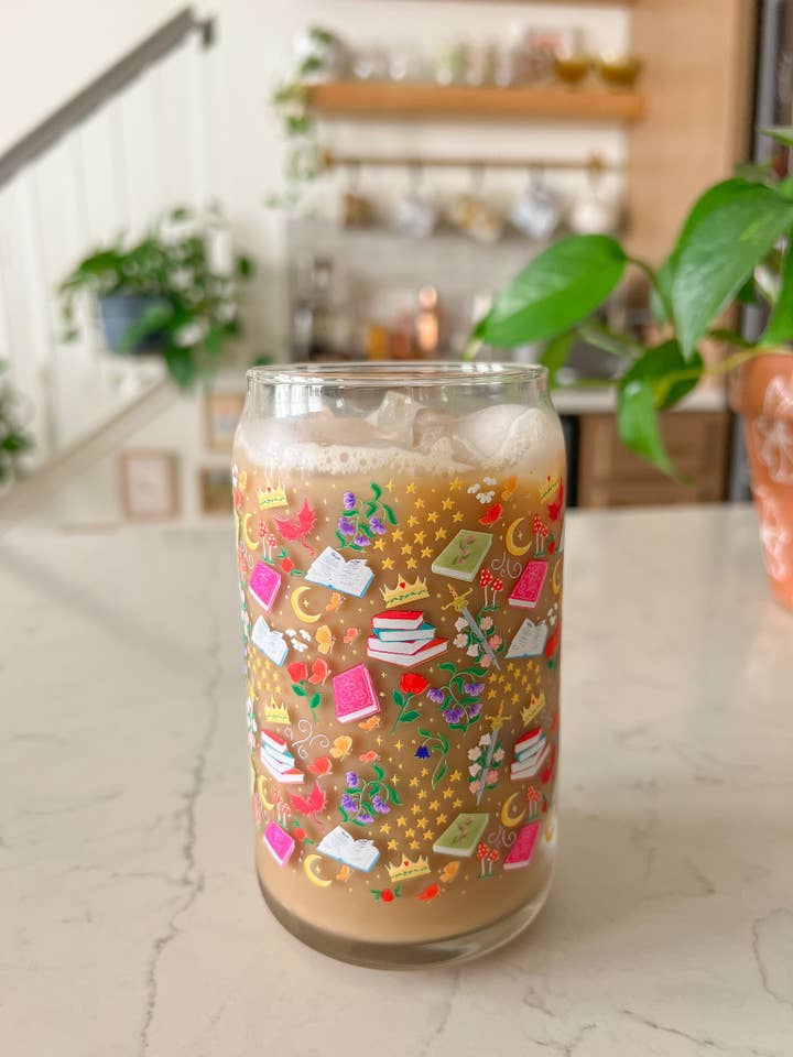 16oz Fantasy Book Glass for wholesale by Hart and Flora Shop