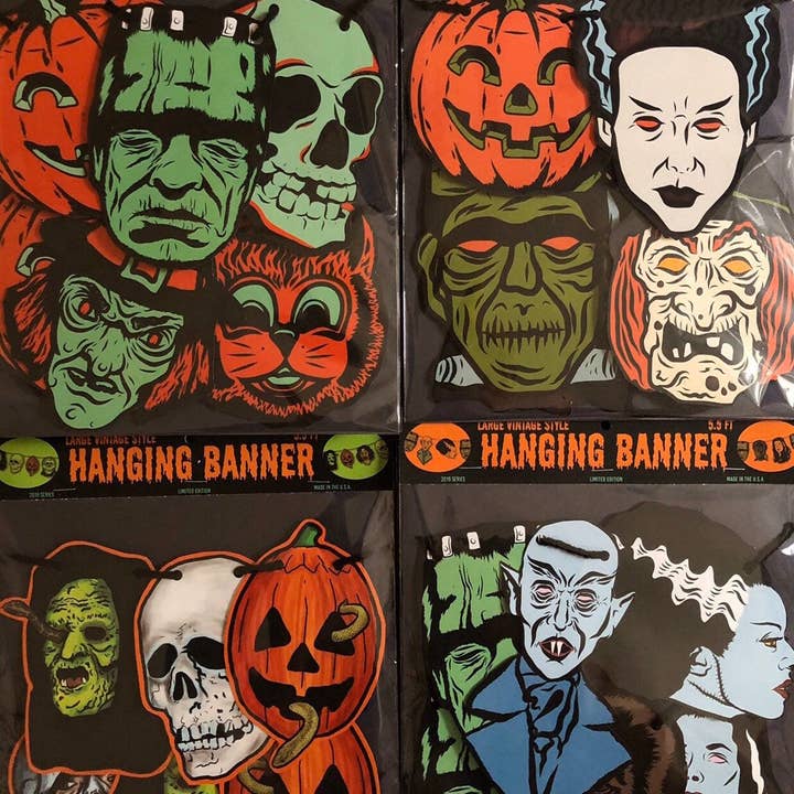 Ryan Dowell Art - Wholesale Party Sign/Banner - Retro Inspired Vacuform Bright Plastic Mask Halloween Character Banner2