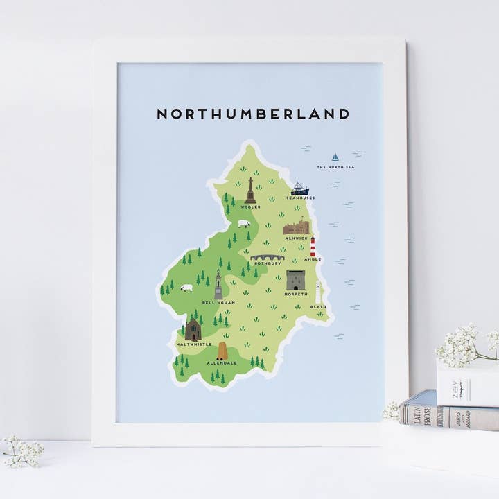Northumberland Map för wholesale av Pepper Pot Studios