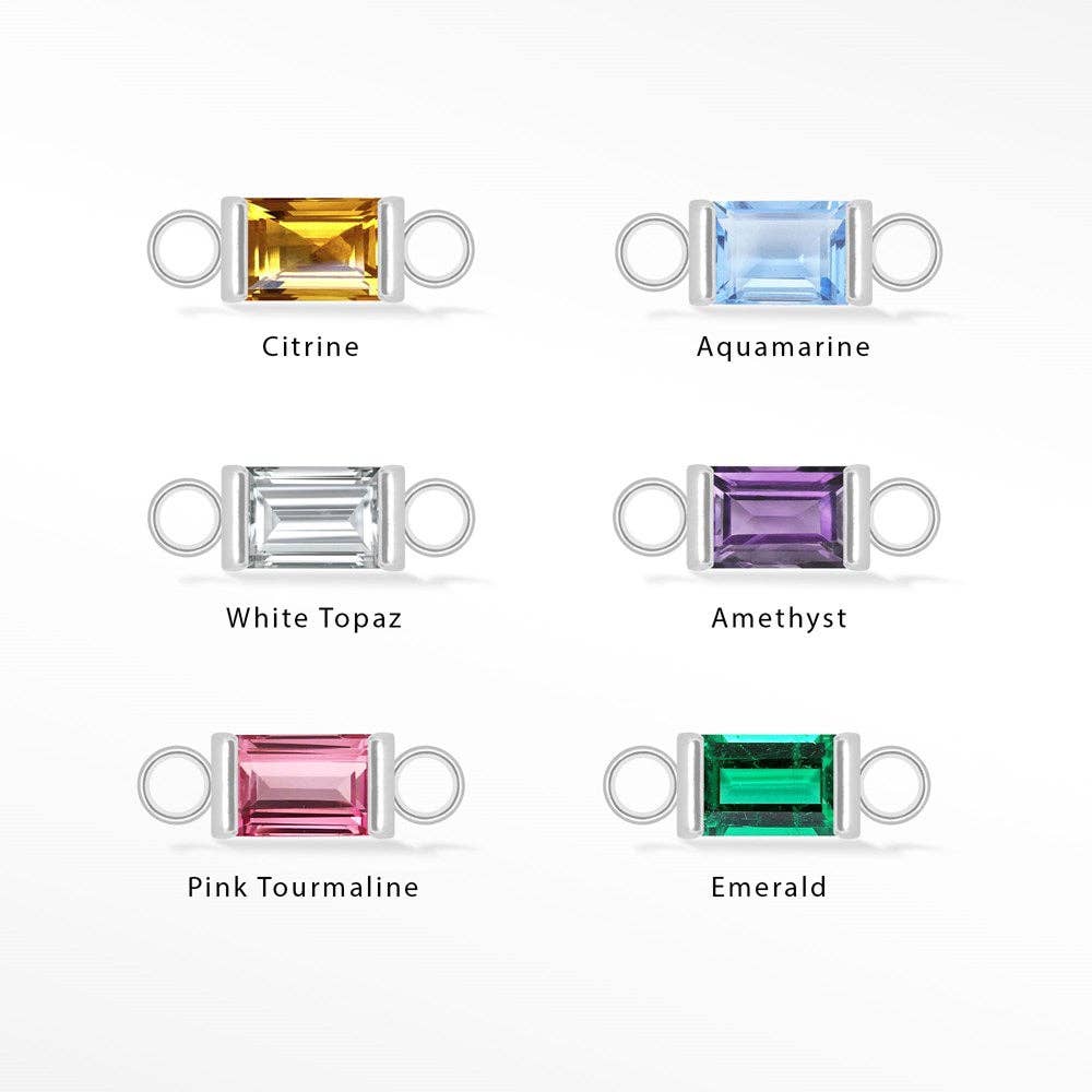 Nina Wynn Pro Shop - Wholesale Individual Charm/Pendant - Wholesale Baguette 5x3mm Natural Gemstone 14k White Gold Connectors for Permanent Jewelry3