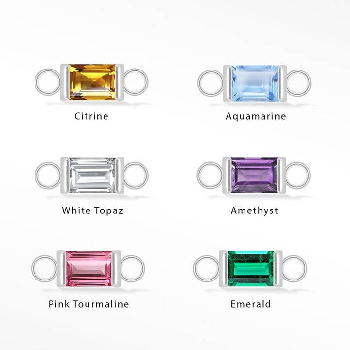 Nina Wynn Pro Shop - Wholesale Individual charm/pendant - Wholesale Baguette 5x3mm Natural Gemstone 14k White Gold Connectors for Permanent Jewelry1