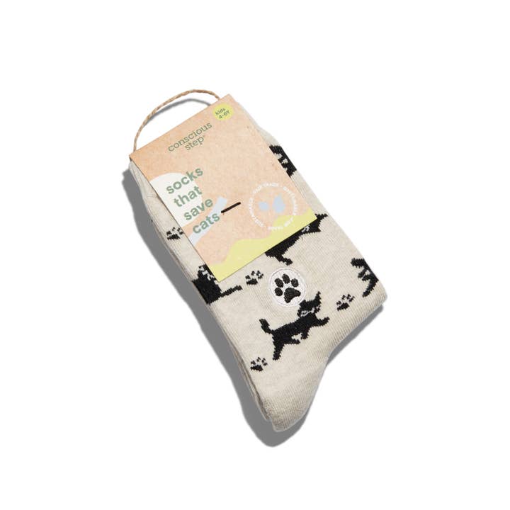Conscious Step - Wholesale Socks - Kids - Kids Socks that Save Cats (Beige Cats)