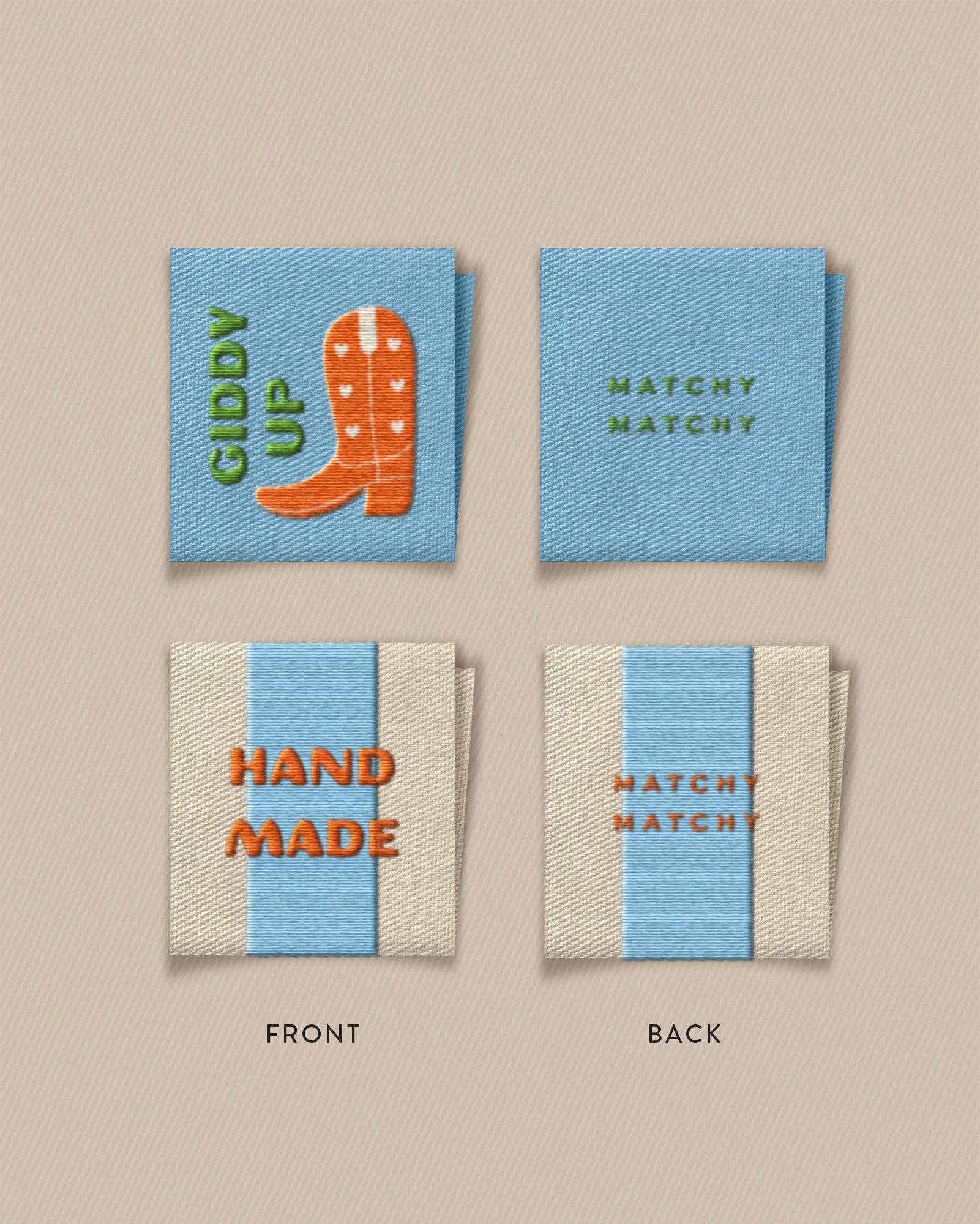 Matchy Matchy Sewing Club - Wholesale Craft Sewing Kit - Hand Made Cowboy Boot Square Garment Labels1