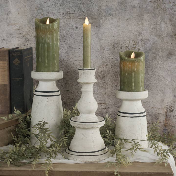 7.5" BLACK & WHITE PILLAR CANDLESTICK for wholesale by Ragon House