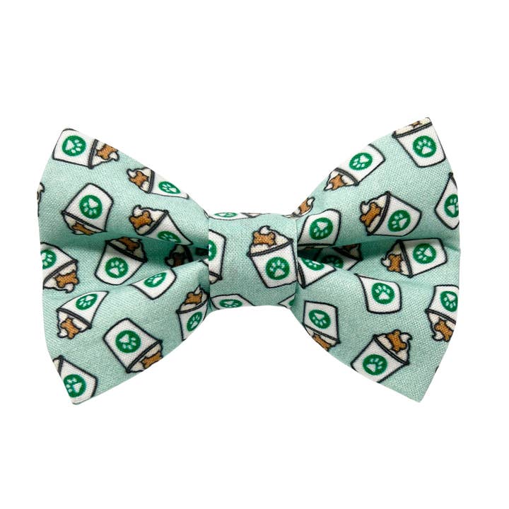 Winnie and the Hound - Wholesale Pet Bow Tie - Dog - Mint Puppuccino Pet Bow Tie for Pup Cup Addicts