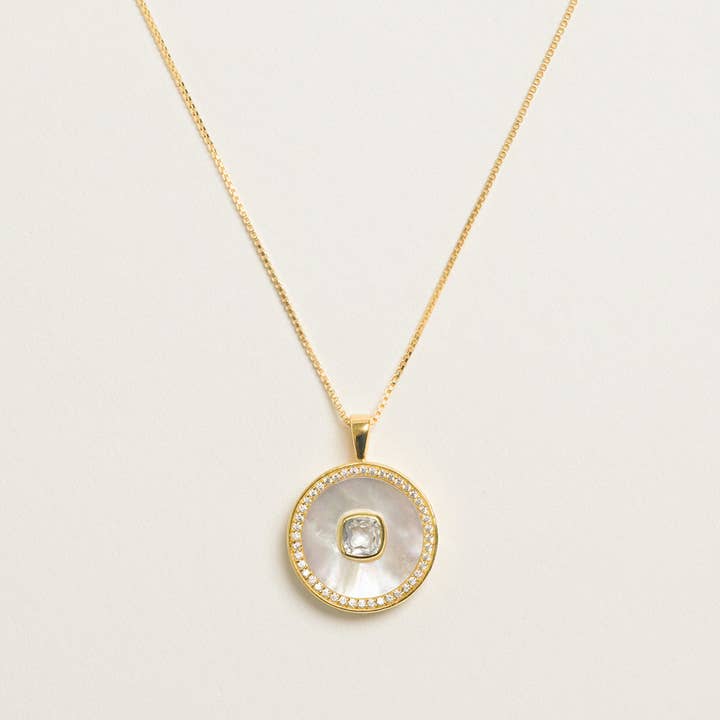 White Topaz Mother of Pearl Necklace for wholesale by Freya Rose