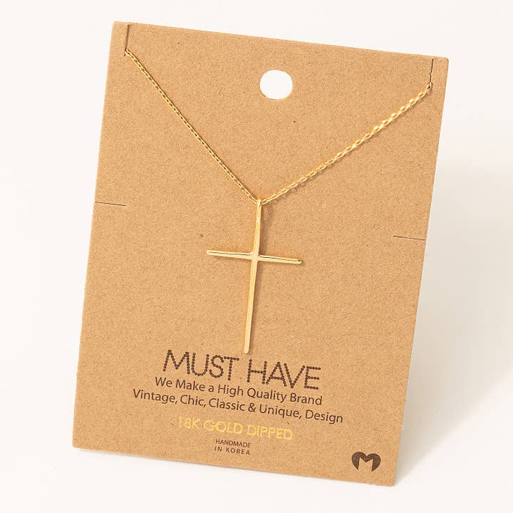 Fame Accessories - Wholesale Pendant/Charm Necklace - Metallic Cross Necklace