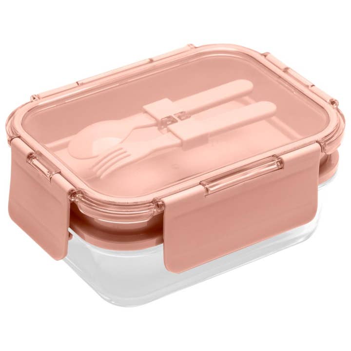 Lexi Home - Wholesale Lunch Bag/Box - Deluxe 4-in-1 Double Layer Glass Bento Box with Utensils