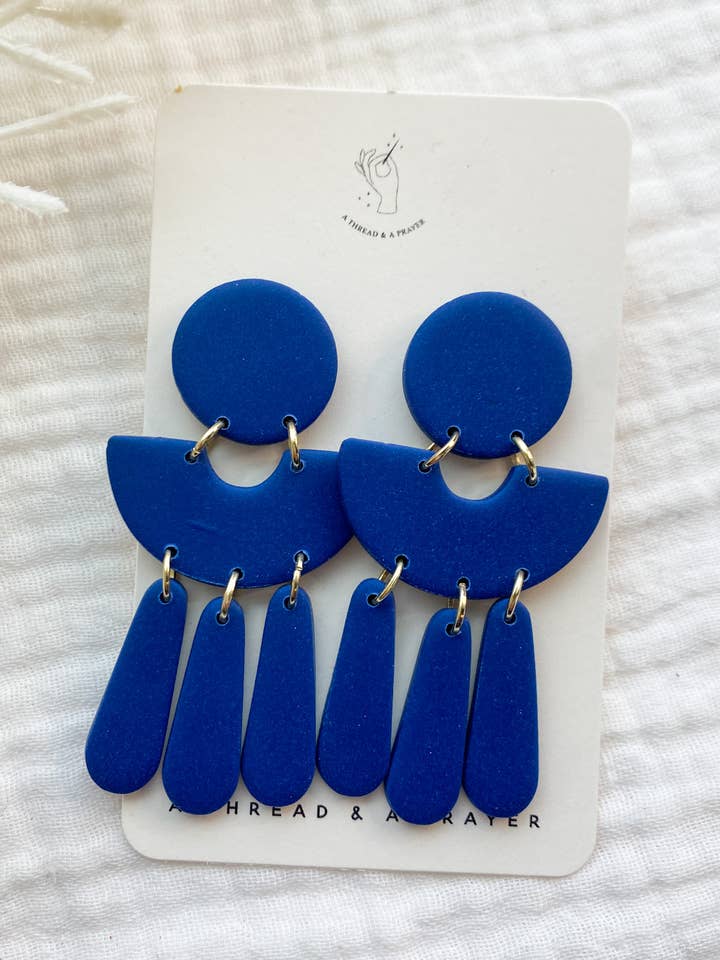 Blue Trendy Summer Earrings | Lightweight Clay Earrings for wholesale by A Thread and A Prayer
