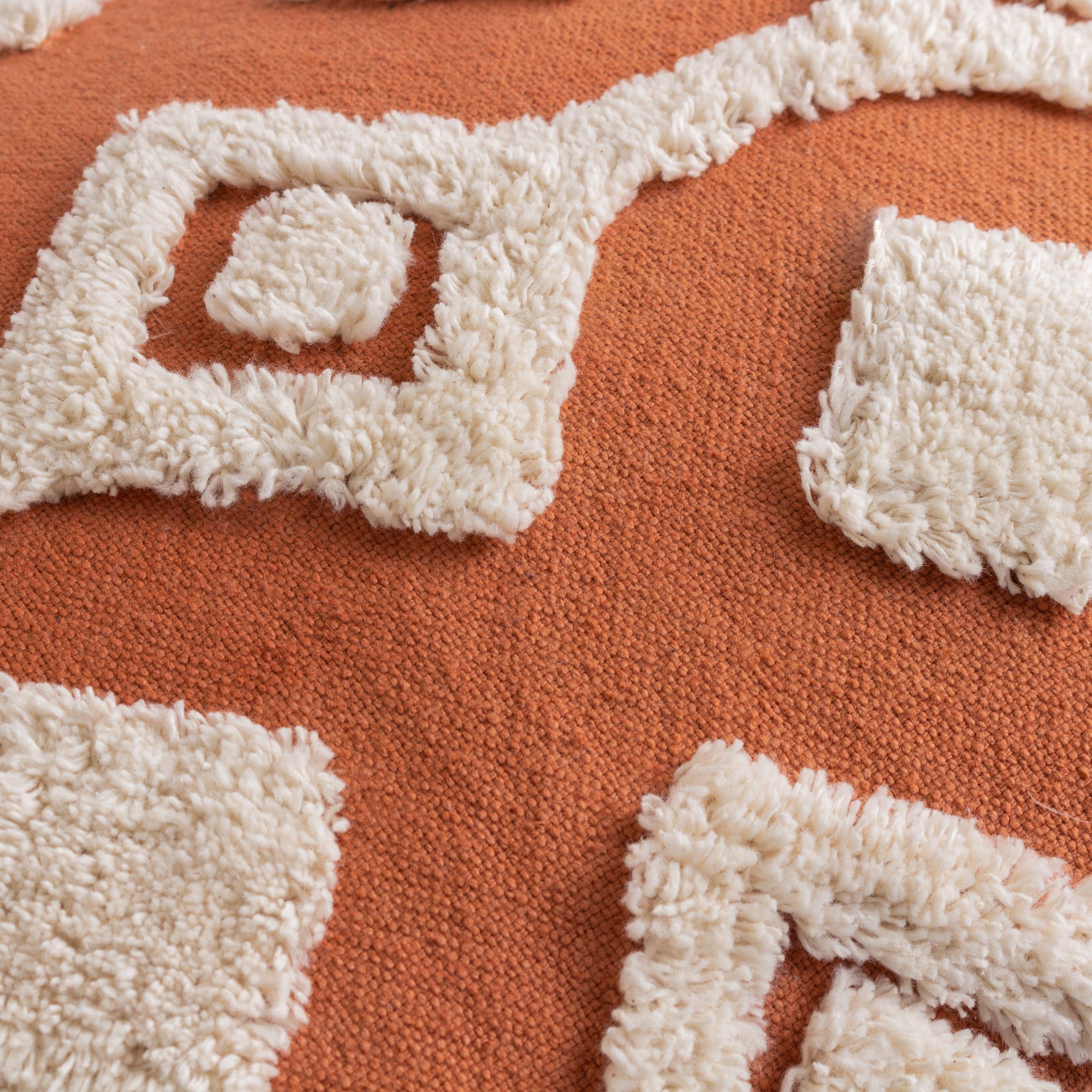 Dharma Tufted Tasselled Cushion Brick for wholesale on Faire4