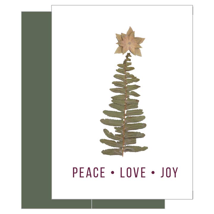Pétale Atelier - Vente Cartes de Noël - Carte de fougère de Noël Paix