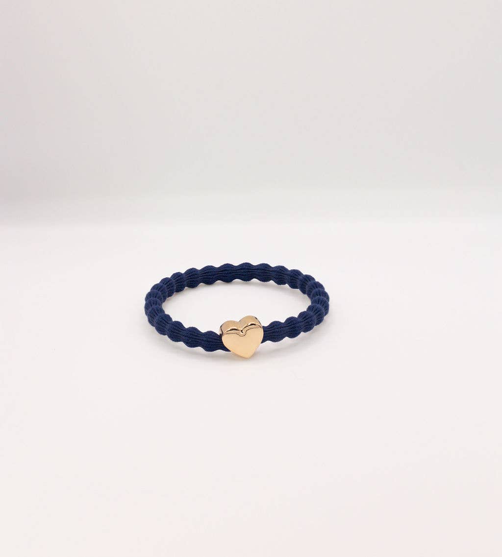 Last True Angel - Wholesale Hair Tie - Wave Hair Tie with Gold Heart Charm (Various Colours)11