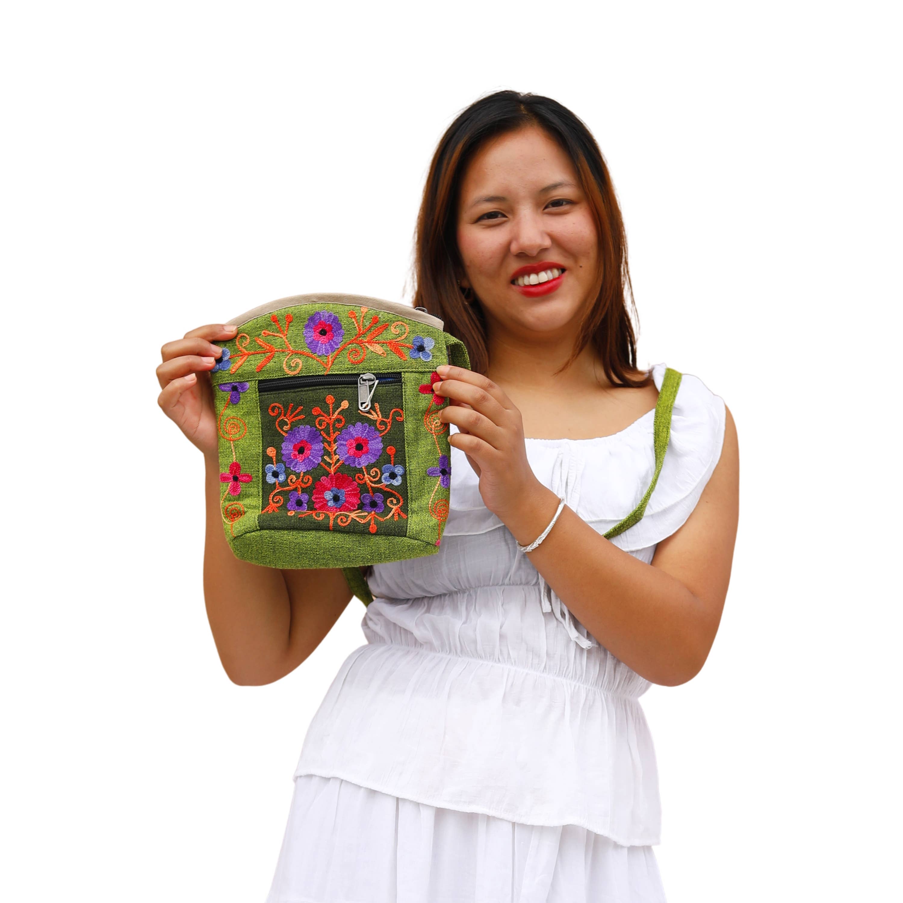 Local Women’s Handicrafts – bolsa tiracolo - Mulher por atacado – Saco de Chakka Bordado em Algodão4