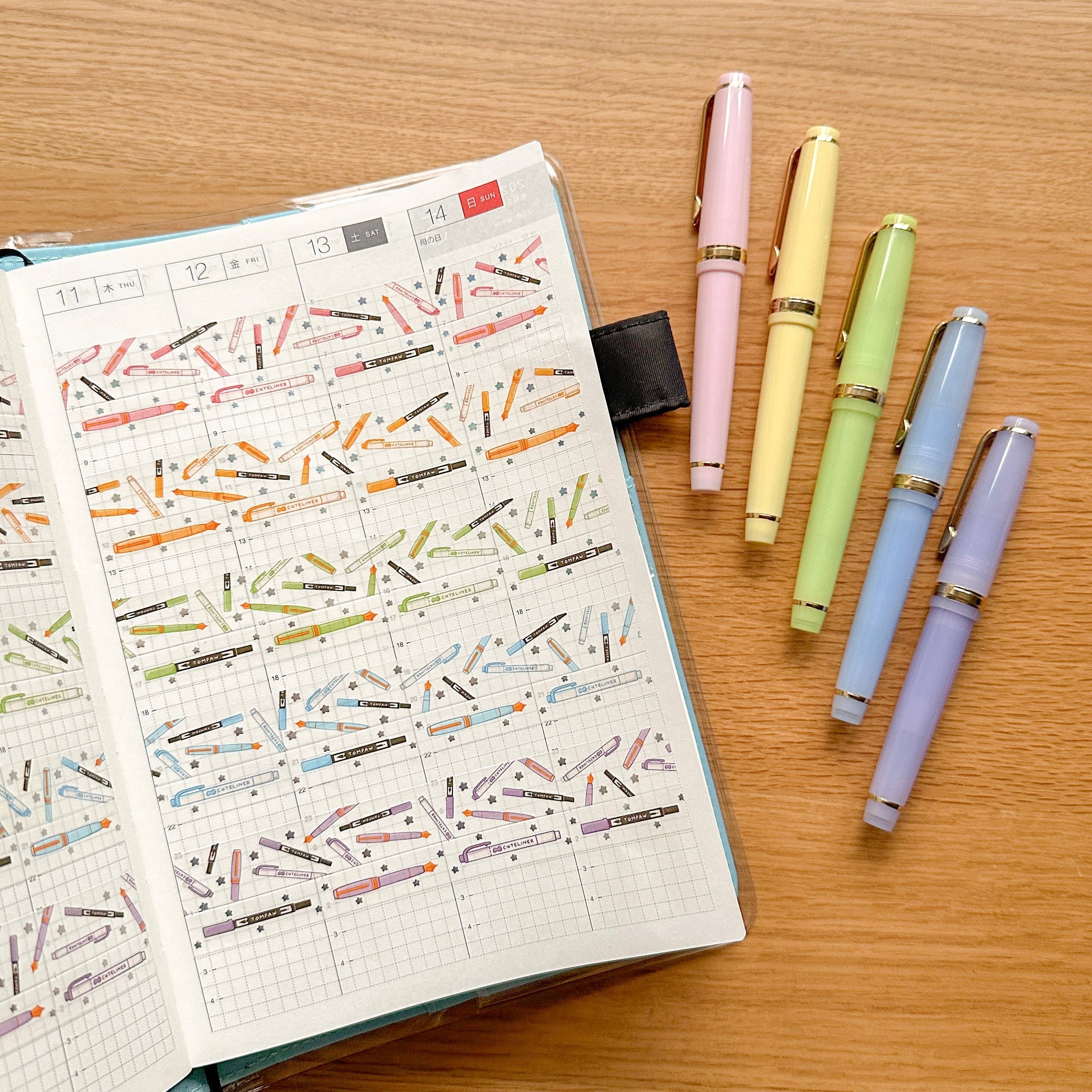 Cute Stickers Only - Wholesale Washi Tape - Cute Yellow Pens Washi Tapes Set with Holo Foil2