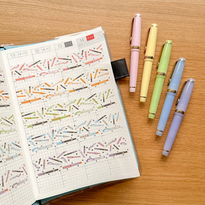 Cute Stickers Only - Wholesale Washi Tape - Cute Yellow Pens Washi Tapes Set with Holo Foil2