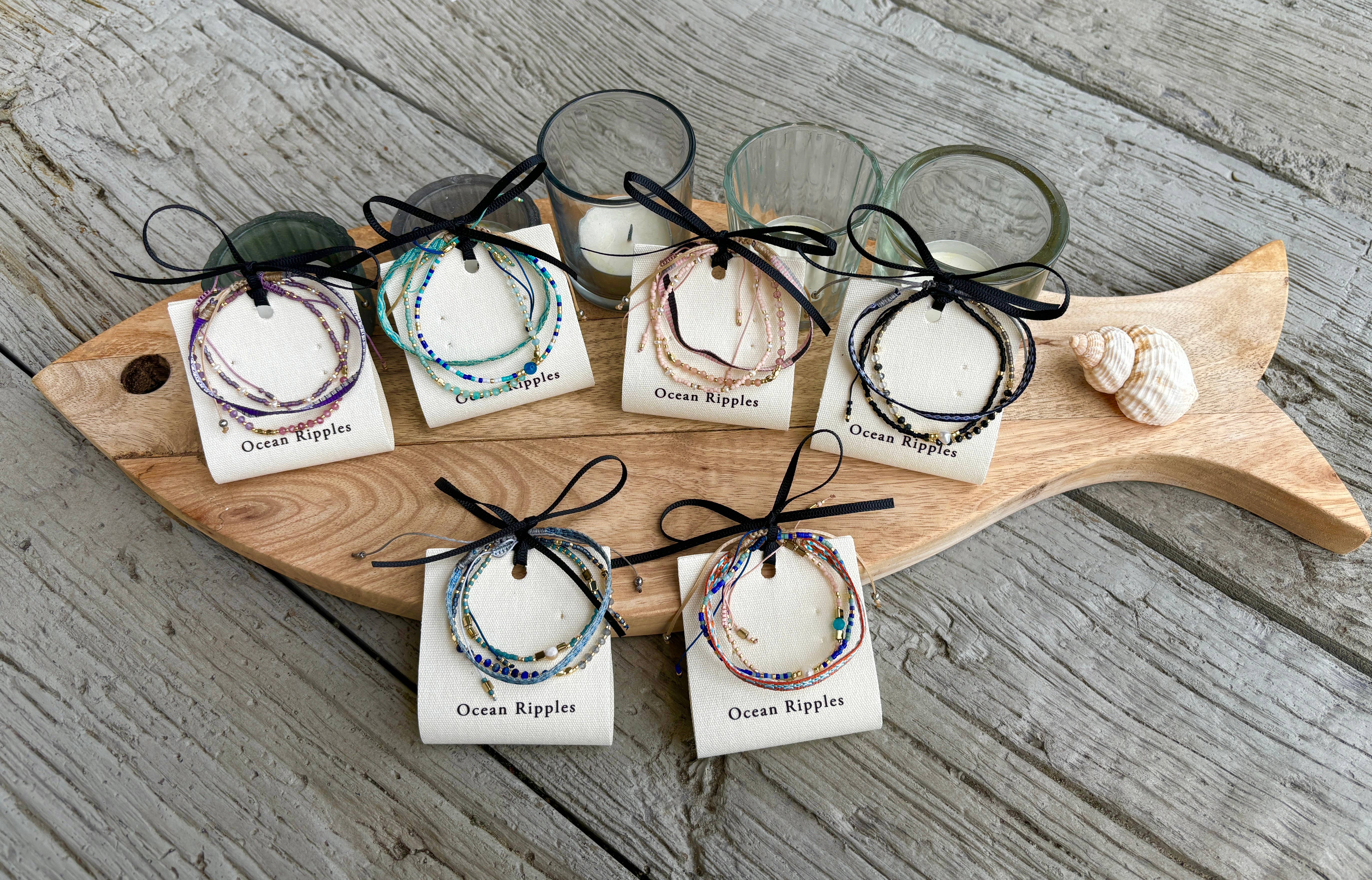 Ocean Ripples – Engroshandel Smykkesæt – Japansk Miyuki armbånd sæt med 3 turkis4