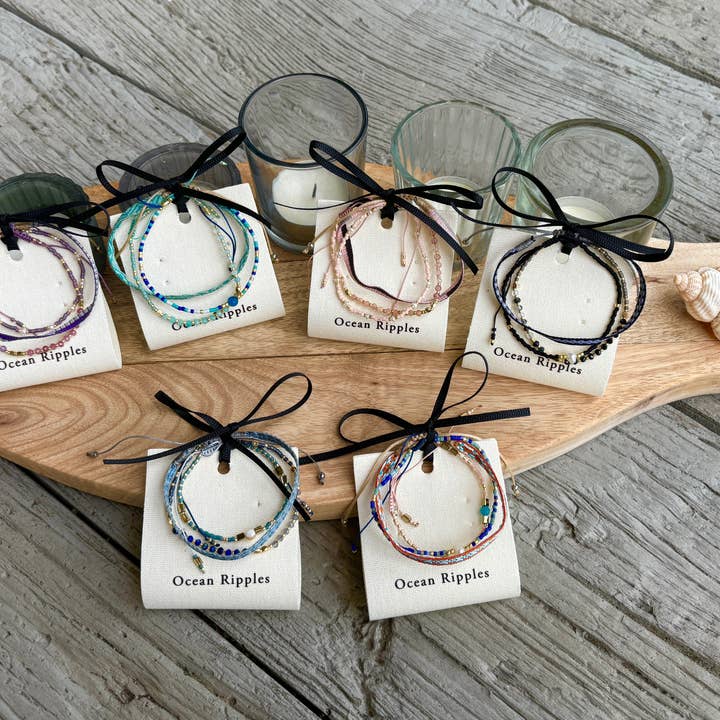 Ocean Ripples – Engroshandel Smykkesæt – Japansk Miyuki armbånd sæt med 3 turkis4