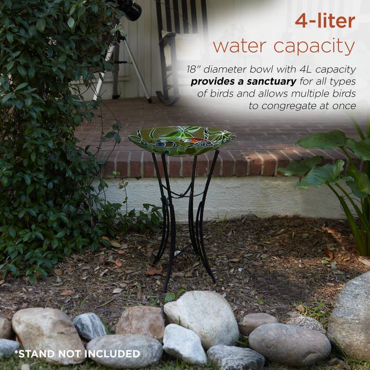 Alpine Corporation - Wholesale Bird Bath - Alpine Corporation 18" Glass Birdbath with Colorful Parrot