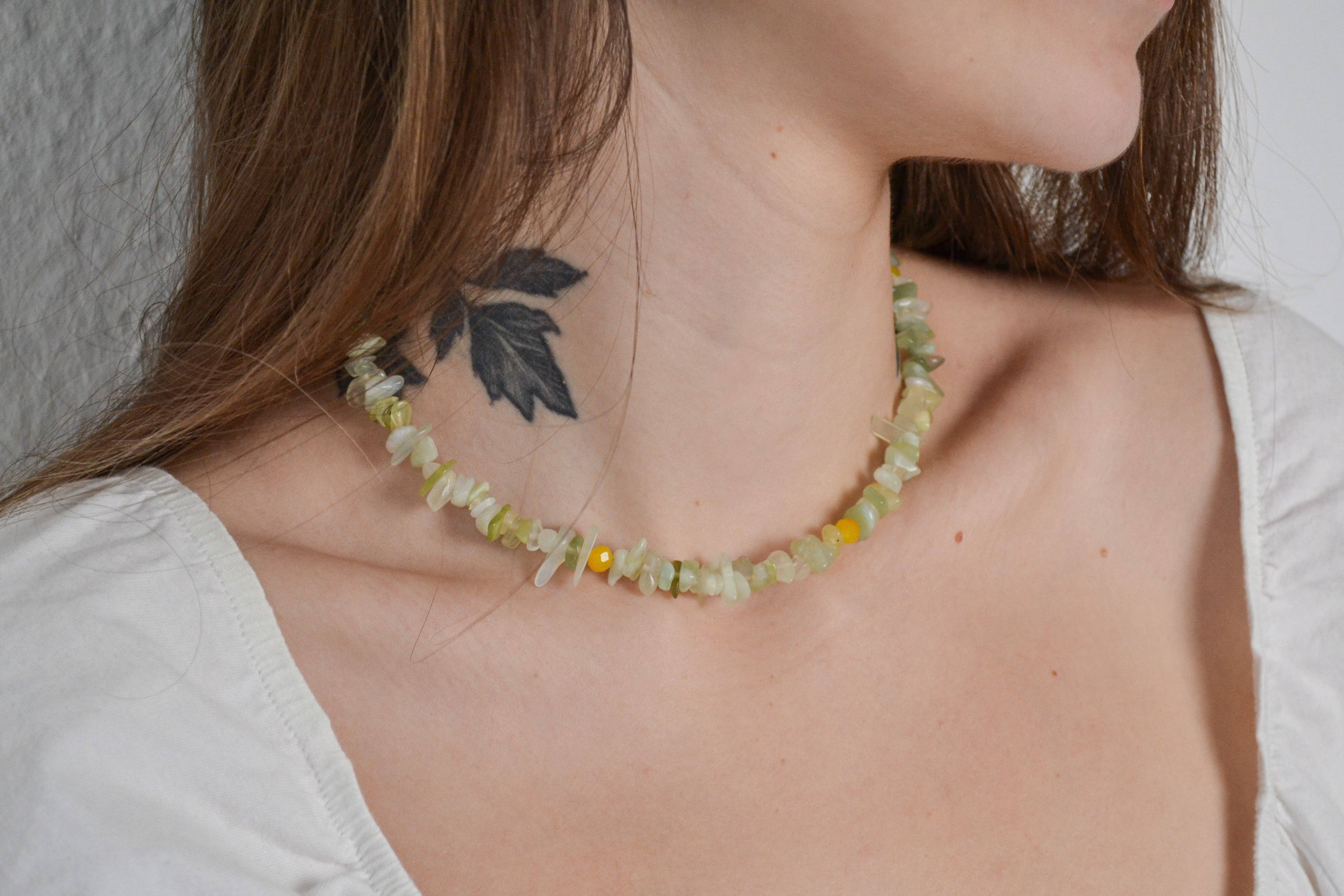 Linati Studio - Wholesale Beaded/Pearl Necklace - Gaia gemstone necklace with serpentine1