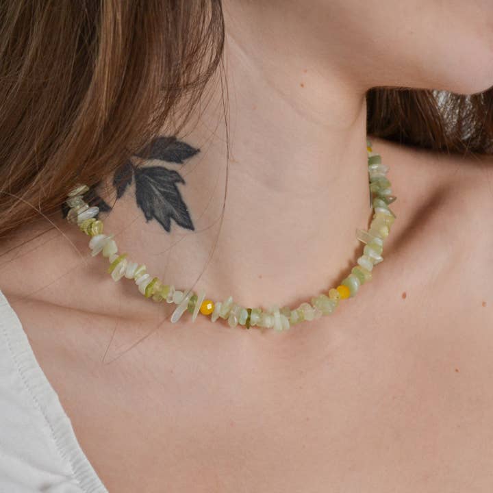 Linati Studio - Wholesale Beaded/Pearl Necklace - Gaia gemstone necklace with serpentine1