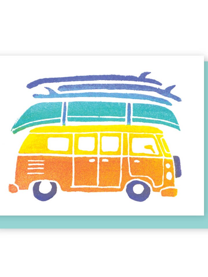 Surf Bus Greeting Card for wholesale by Tori Tornado
