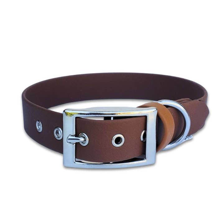 Cacao, handmade Biothane dog collar made in France for wholesale by Stylidog