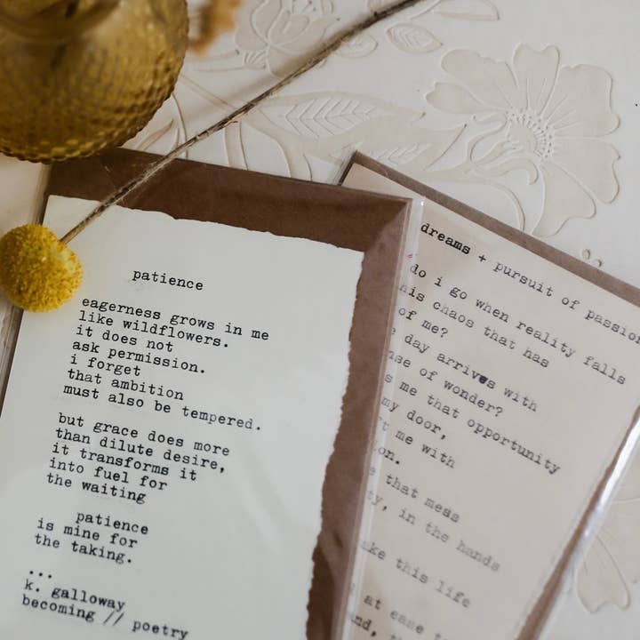 Becoming Poetry - Wholesale Love Card - Handmade Poem Cards