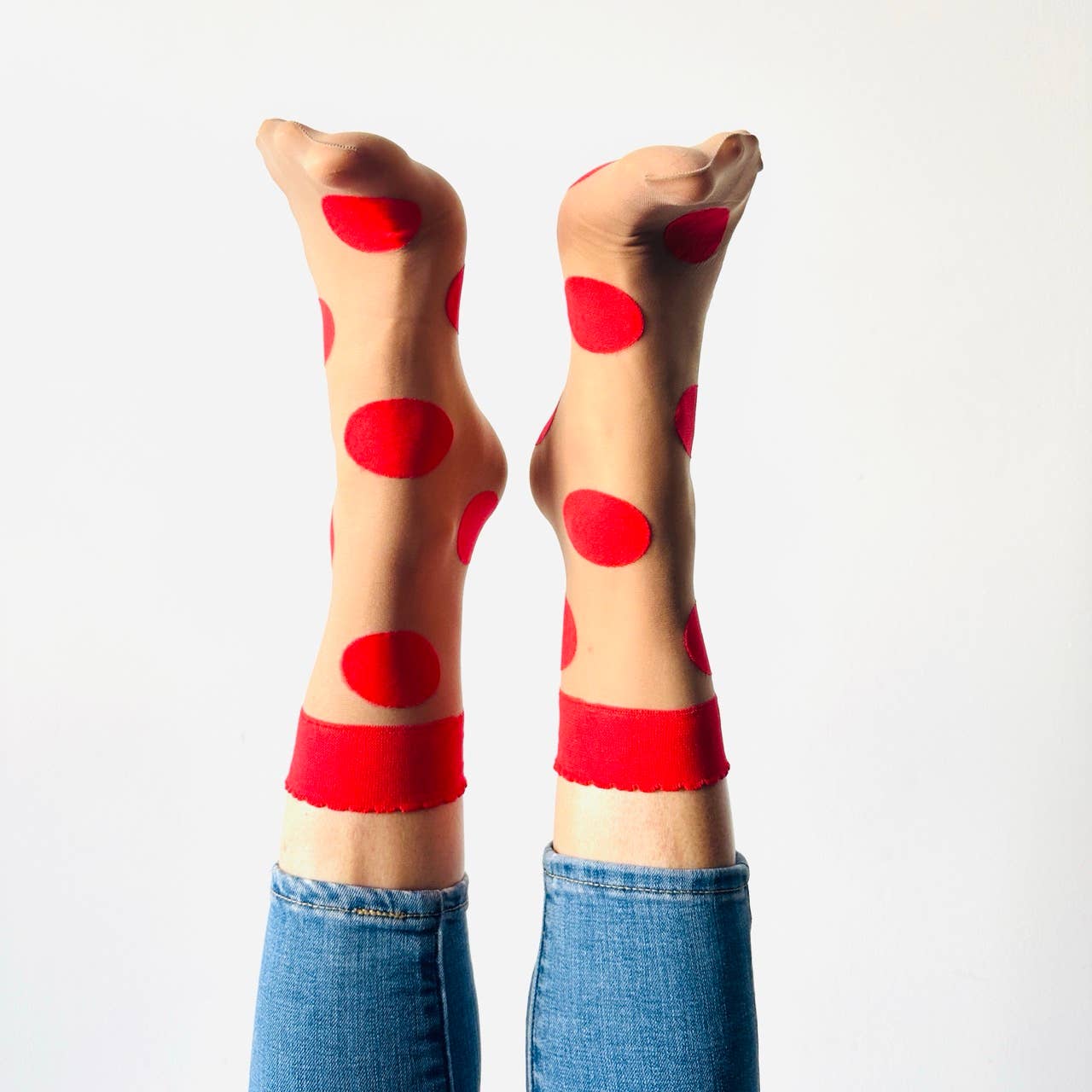 sockette - Vente Chaussettes – femme - Chaussette fantaisie gros Pois rouge XXL Isabelle 1