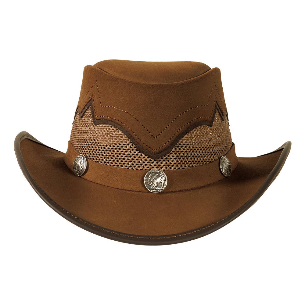 American Hat Makers – Chapéu de cowboy - Unissexo por atacado – Chapéu de Rede em Pele Genuína Outback - Estilo Sierra34