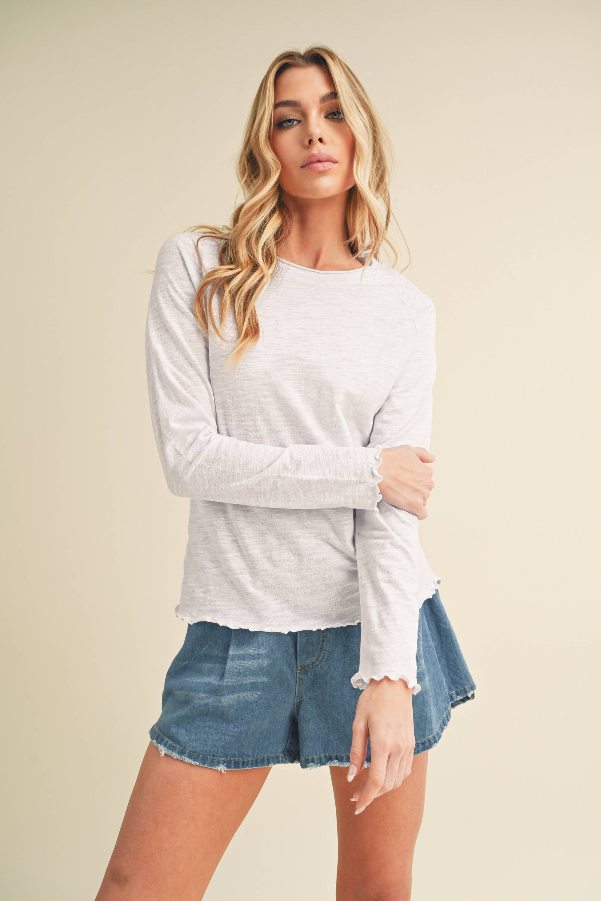 AEMI + CO - Wholesale Knit Top - Women's - 8288DN Gwen Baby Long Sleeve Top 515