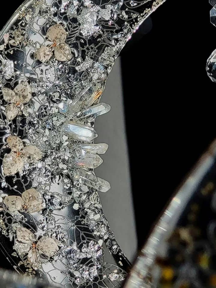 Handmade Moon Quartz Crescent Suncatcher with Crystal Prism for wholesale by Grey Stone boutique