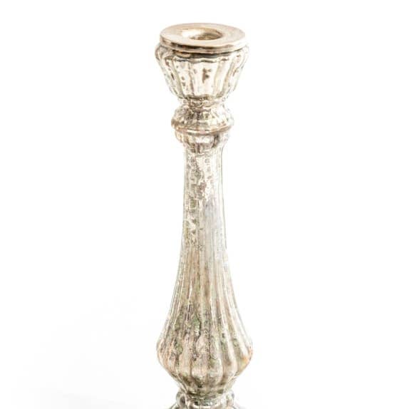 Medium Rustic Antique Silver Glass Candle Holder for wholesale by McGowan & Rutherford Ltd