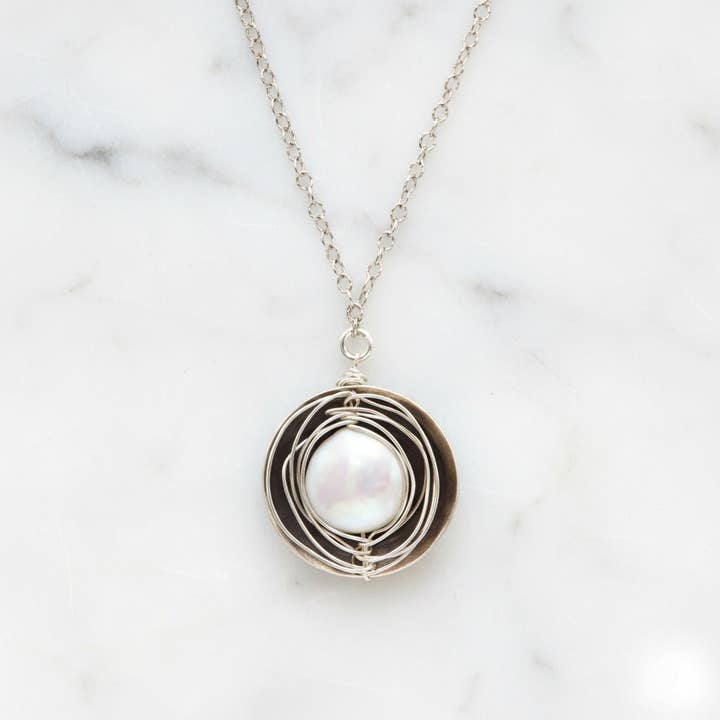 Coin Pearl Nest Necklace for wholesale by J + I Jewelry