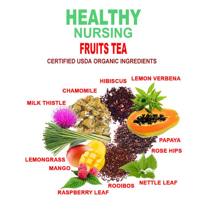 Secrets Of Tea - Wholesale Nursing Tea - Maternity - Healthy Nursing Fruits- USDA Organic Lactation Tea- 40Serv