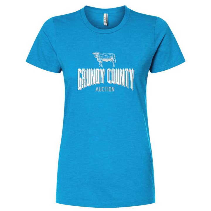 Boot & Buckle - Venta al por mayor Camiseta serigrafiada - Mujer - Camiseta ajustada Grundy County Auction para mujer2