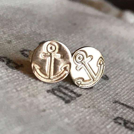 Anchor Earrings // Silver // Gold // Studs or Dangles for wholesale by AOS Metals