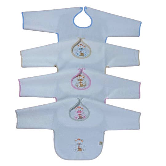 Baberos con mangas bordadas e impermeables para venta al por mayor de Noty Baby