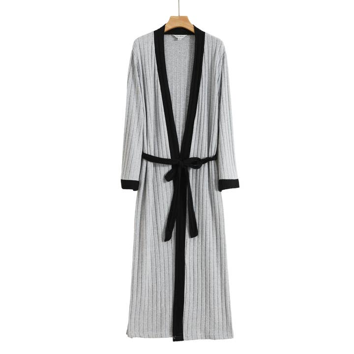 DrifWoo - Wholesale Robe - Women's - Ribbed Knit Lounge Robe with Contrast Trim – Cozy Elegance