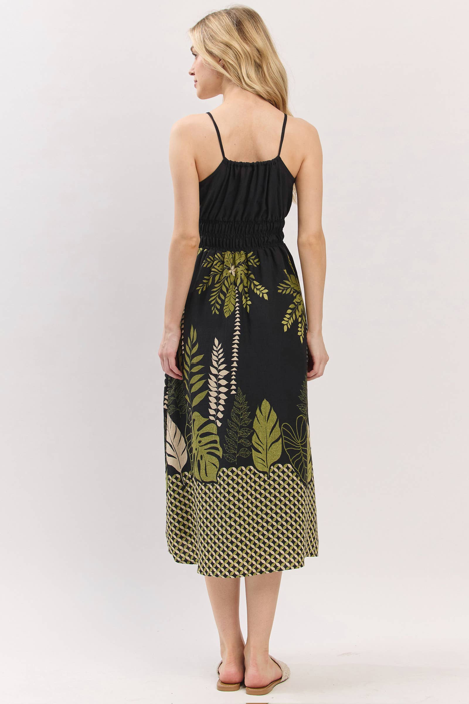 Final Touch – Vestido - Mulher por atacado – Vestido Midi com Detalhe de Smok na Cintura - VND40906C3