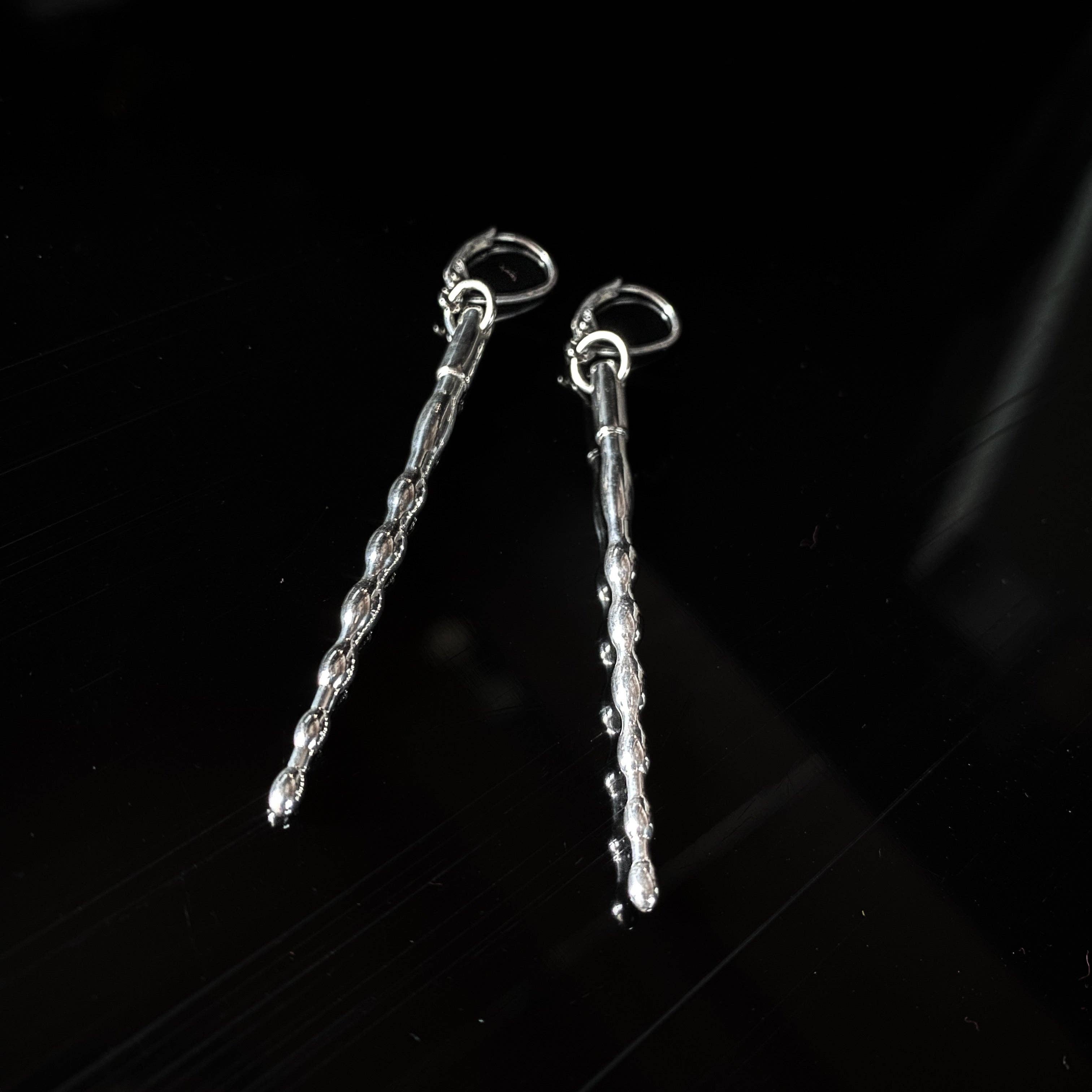Horny Cat Jewellery - Wholesale Dangle Earrings - Penetrate - Urethral sound penis plug mini replica earrings, silver1