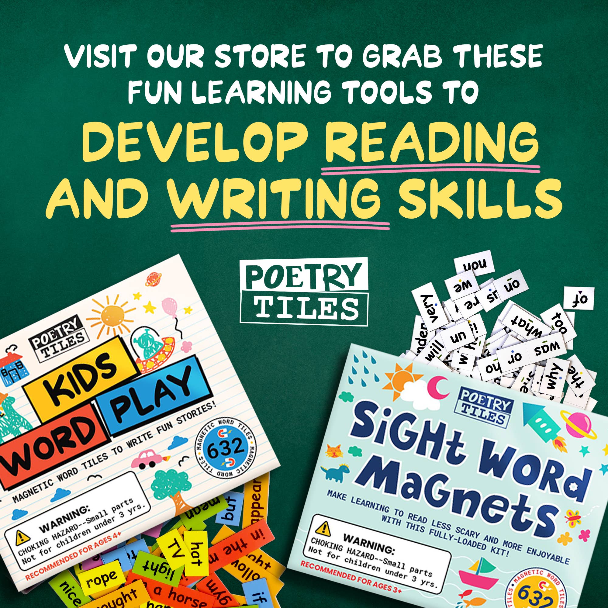 Upgraded Us - Wholesale Magnet - Kids & Baby - Poetry Tiles Sight Word Magnets Kit - 632 Sight Words6