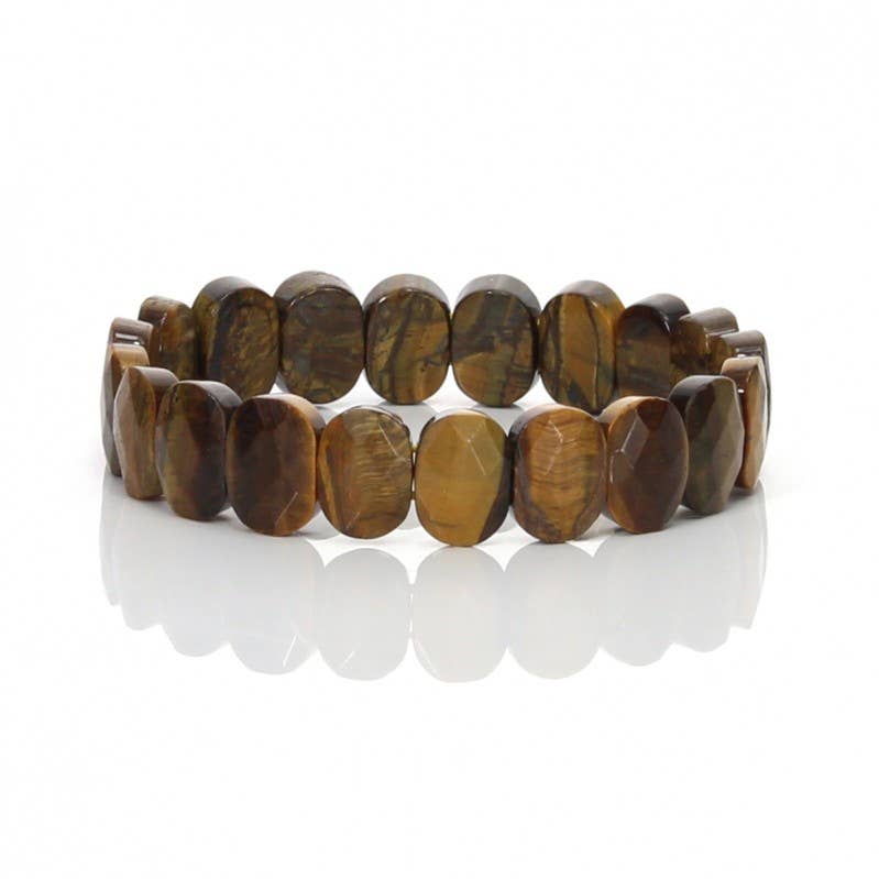 UniArt - Wholesale Cuff Bracelet - Bracelet of faceted oval natural stones0