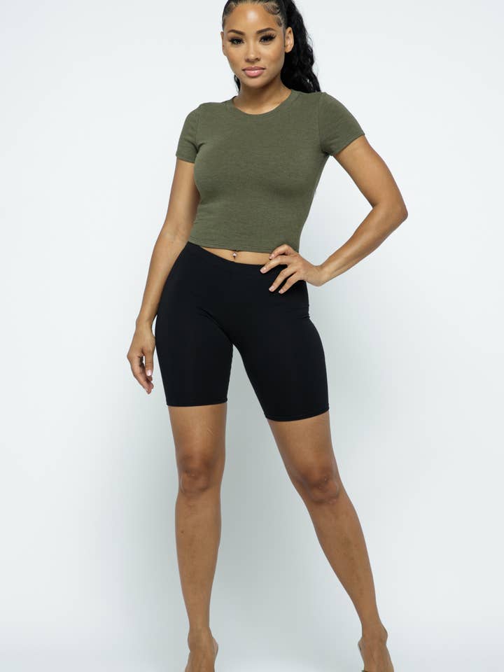 Lime All the Time - Wholesale T-Shirt - Women's - Solid Colored Cropped Round Neck Short Sleeve T-shirt5