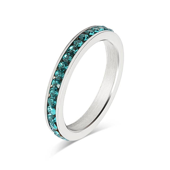 WJW - Wholesale Multi-Stone Ring - July-December CZ Eternity Stainless Steel Ring