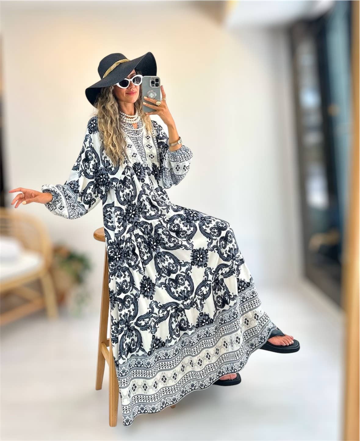 FAME GREECE - Vente Robe – femme - Robe Maxi Vintage en Viscose F-3333