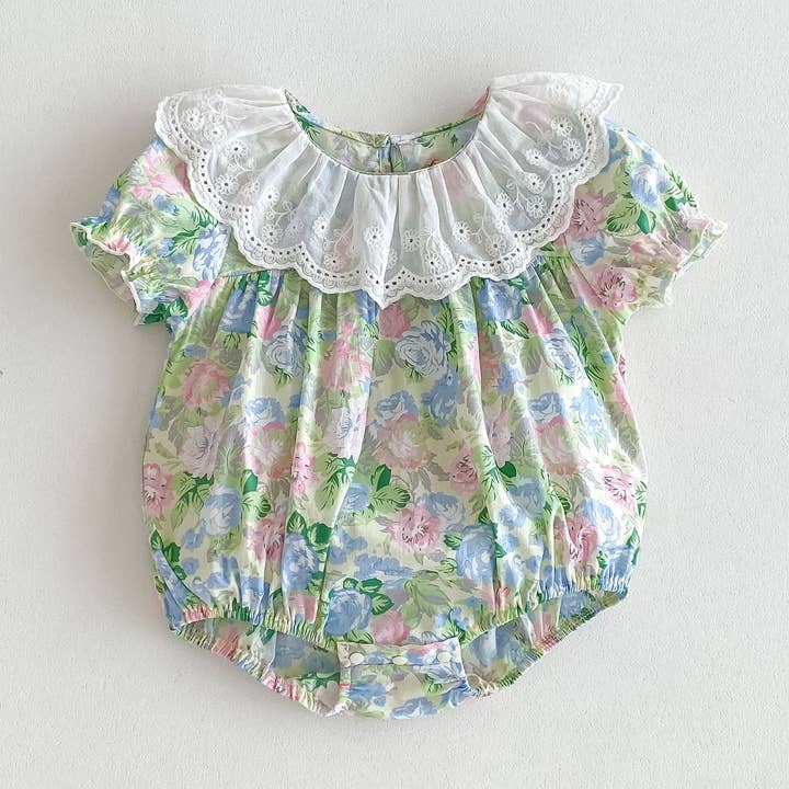 Arrivée d'été Bébé Filles Imprimé Floral Manches Courtes Col à Volants pour la vente par MyKids-USA®
