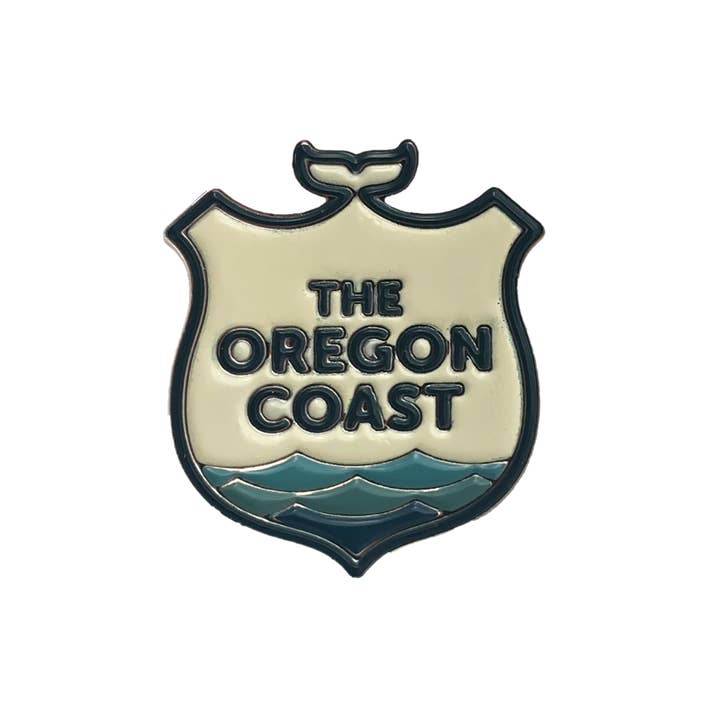 Official Logo of The Oregon Coast Enamel Pin for wholesale by Patchmarks