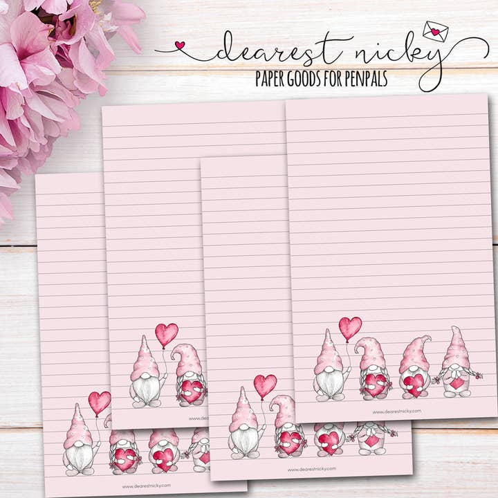 Heart Gnomes Letter Writing Paper for wholesale by Dearest Nicky