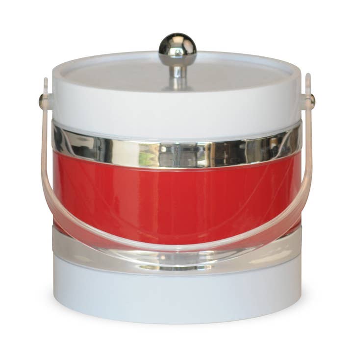 White With Red Center 3 qt. Ice Bucket for wholesale by MR. ICE BUCKET, LLC.